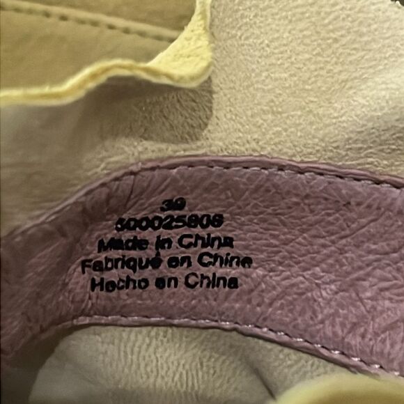 Free People Ruffle Block Heel Sandal Yellow Tan Double Strap Size 9 - Picture 4 of 14